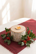 Rustic Hazel or Silver Birch Log Tealight Holder – 4 candle or 1 candle Table Centrepiece